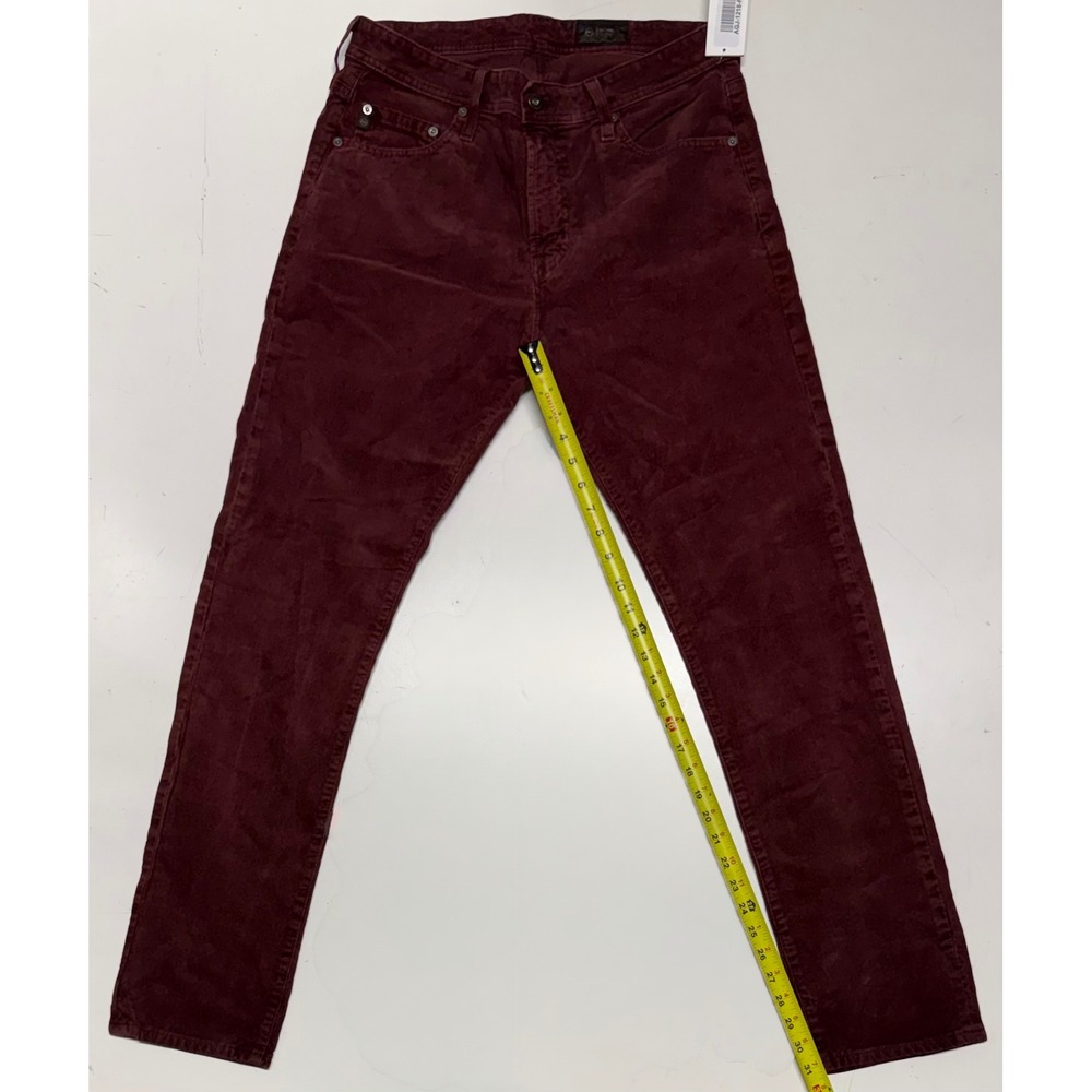 AG Adriano Goldschmied Mens Corduroy Slim Pants Burgundy ASMW 33x32 NEW